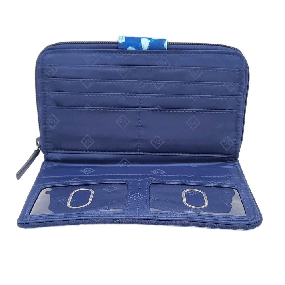 VERA BRADLEY RFID Turnlock Wallet Clutch Blue CUBAN TILES #21951-G03 Retired - Picture 6 of 10